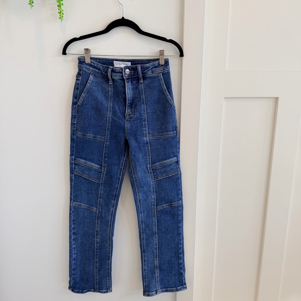 Risen High Rise Women's Ankle Straight Leg Stretchy Cotton Denim Jeans Size 3/26 - Picture 1 of 13